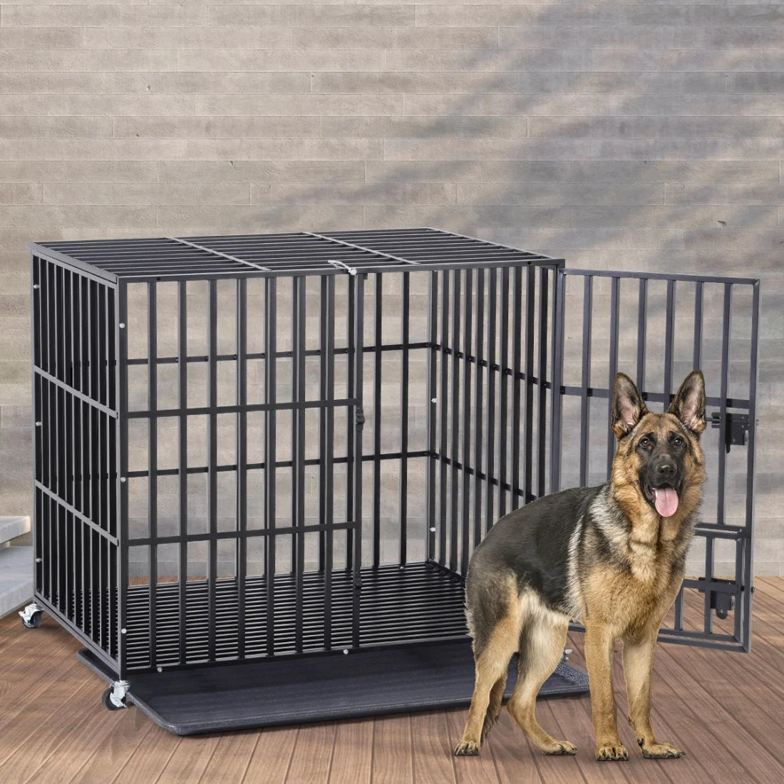 Heavy Duty Dog Crate with Secure Steel Frame and Escape-Proof Design for Large and Strong Dogs