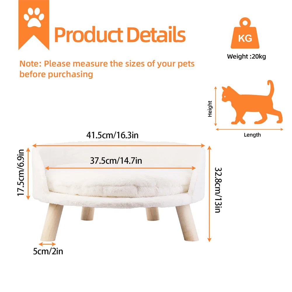 Ultra Soft Pet Sofa Bed Plush Comfort with Supportive Cushion for Small and Medium Pets