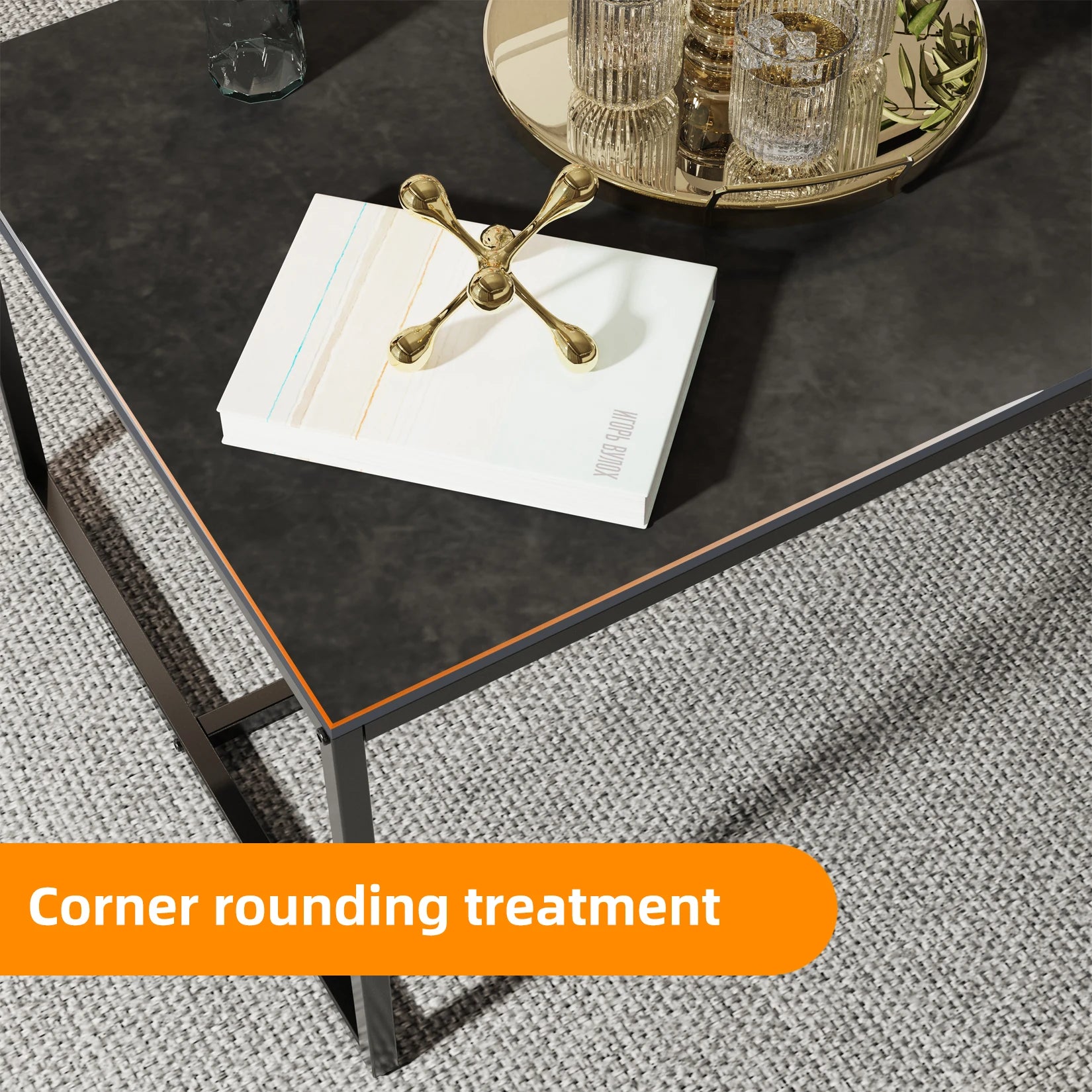 Marble Top Sofa Side Table Elegant Design with Durable Stone Surface and Sturdy Frame for Living Rooms