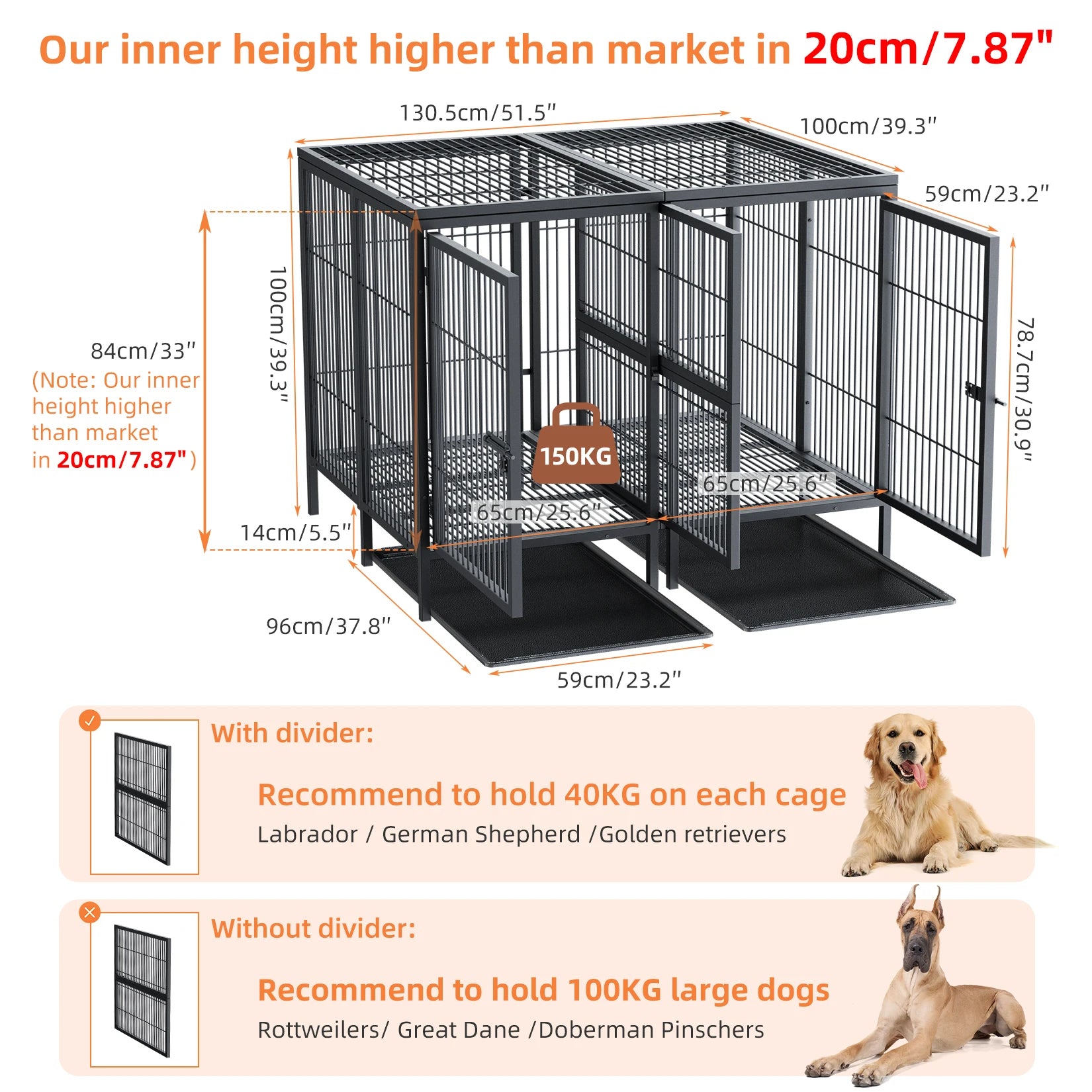 Oversized Iron Dog Cage Heavy Duty Secure and Spacious Crate for Large Dogs
