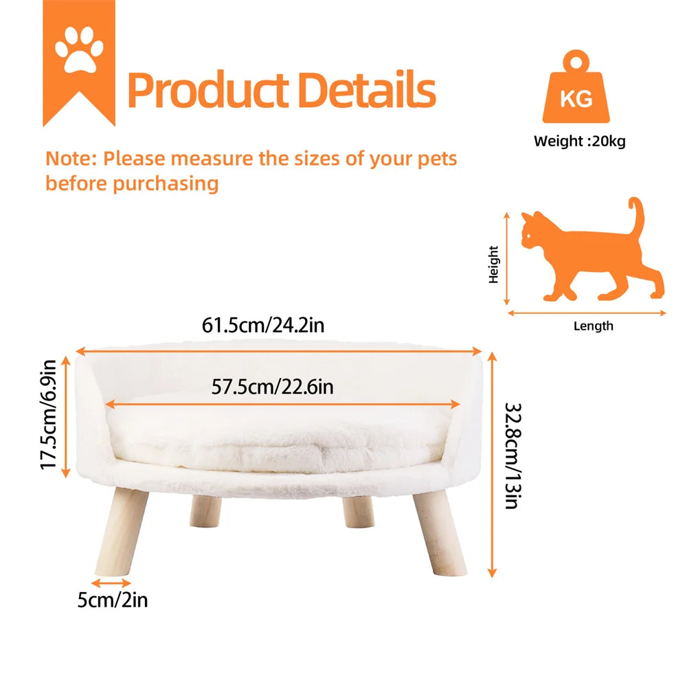 Ultra Soft Pet Sofa Bed Plush Comfort with Supportive Cushion for Small and Medium Pets