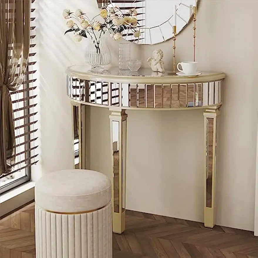 Half-Moon Mirrored Console Table