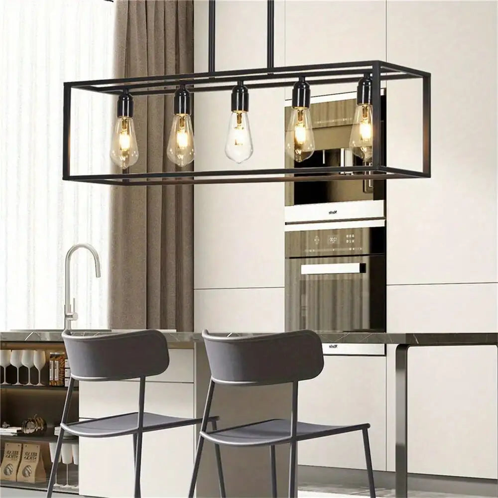 Industrial 5-Light Chandelier Rustic Metal Design with Vintage Edison Bulbs for Bold Ambient Lighting