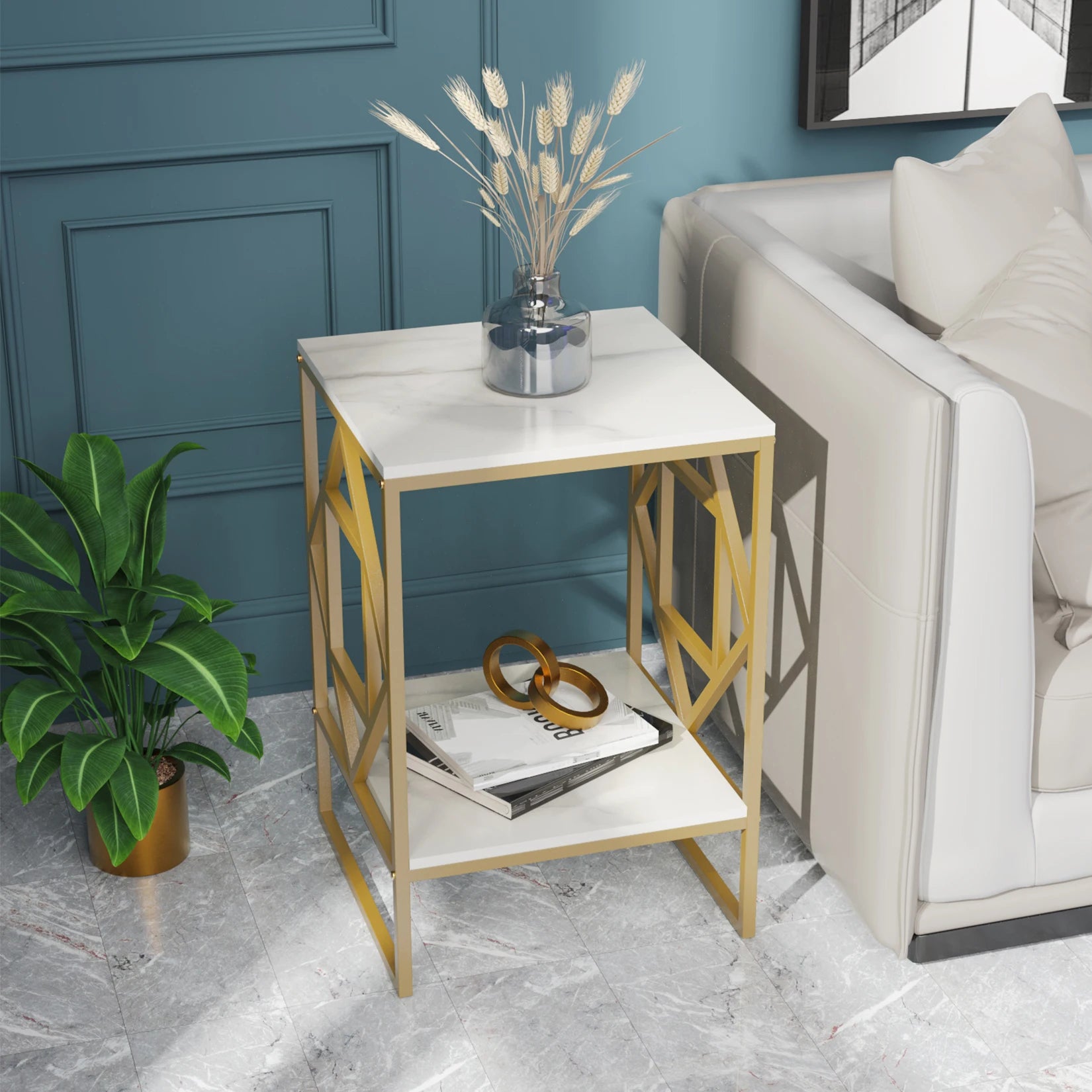 2-Tier Coffee Table Modern Design with Spacious Storage and Durable Frame for Living Rooms