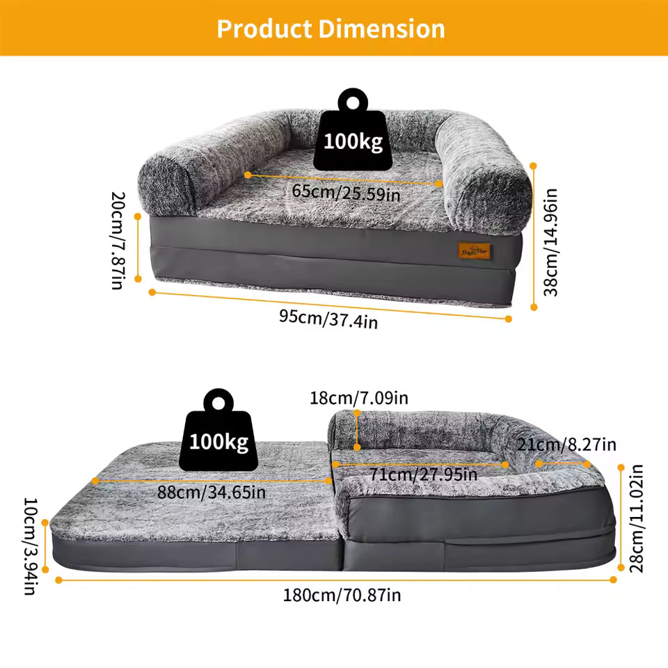 Luxury Plush Human-Style Dog Bed Ultra Soft Cozy Comfort for Dogs, Premium Support and Durable Design