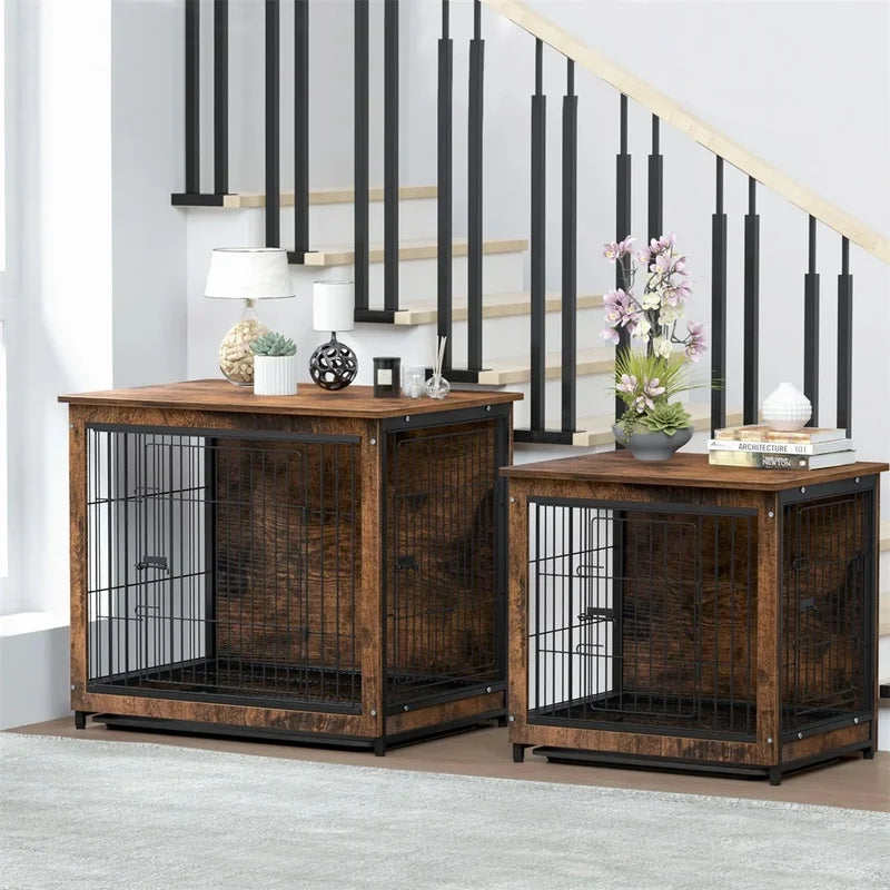 Wooden Pet Crate Table with Stylish Space-Saving Design for Pet Safety and Home Decor