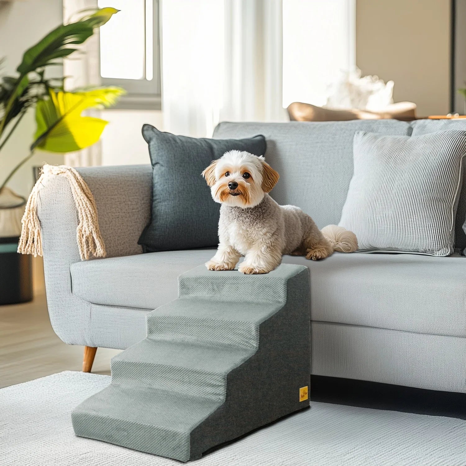 High Density Foam Dog Stairs and Ramps for High Beds and Sofas, Non-Slip Pet Steps with Sofa Bed Ladder Design