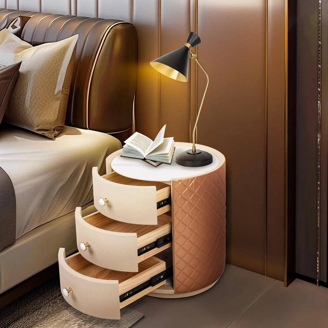 Round Sintered Stone Nightstand