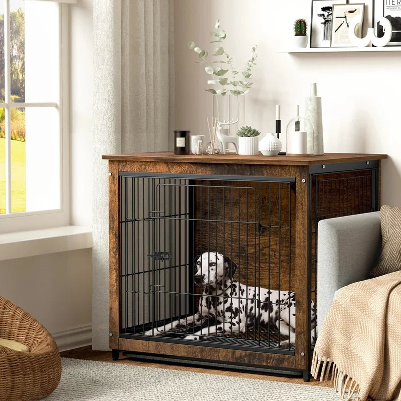 Wooden Pet Crate Table with Stylish Space-Saving Design for Pet Safety and Home Decor