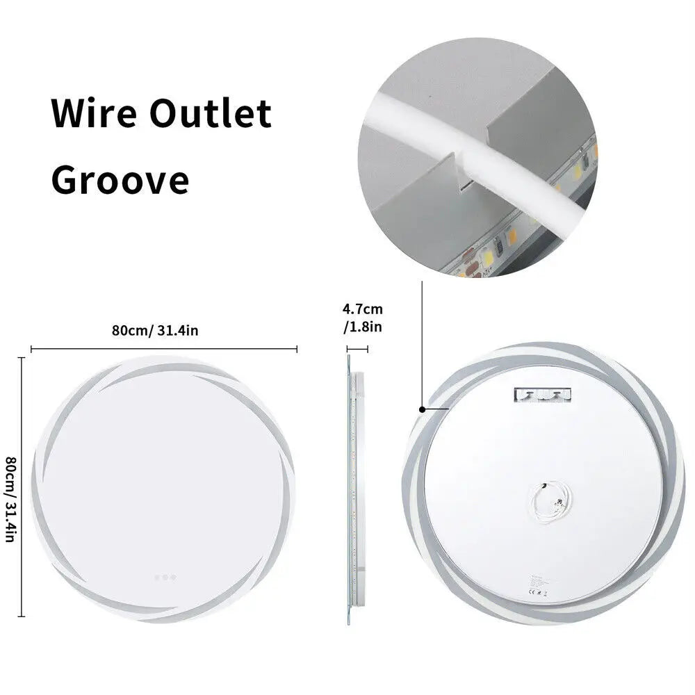 Anti-Fog Vanity Mirror Clear Reflection with Built-In Defogger and Adjustable Brightness