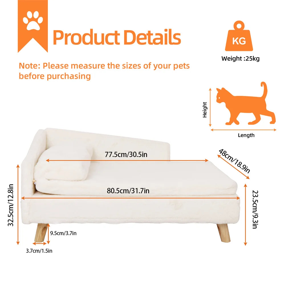 Luxury Dog Sofa Bed Ultra-Soft Plush Upholstery with Supportive Cushion for Ultimate Comfort