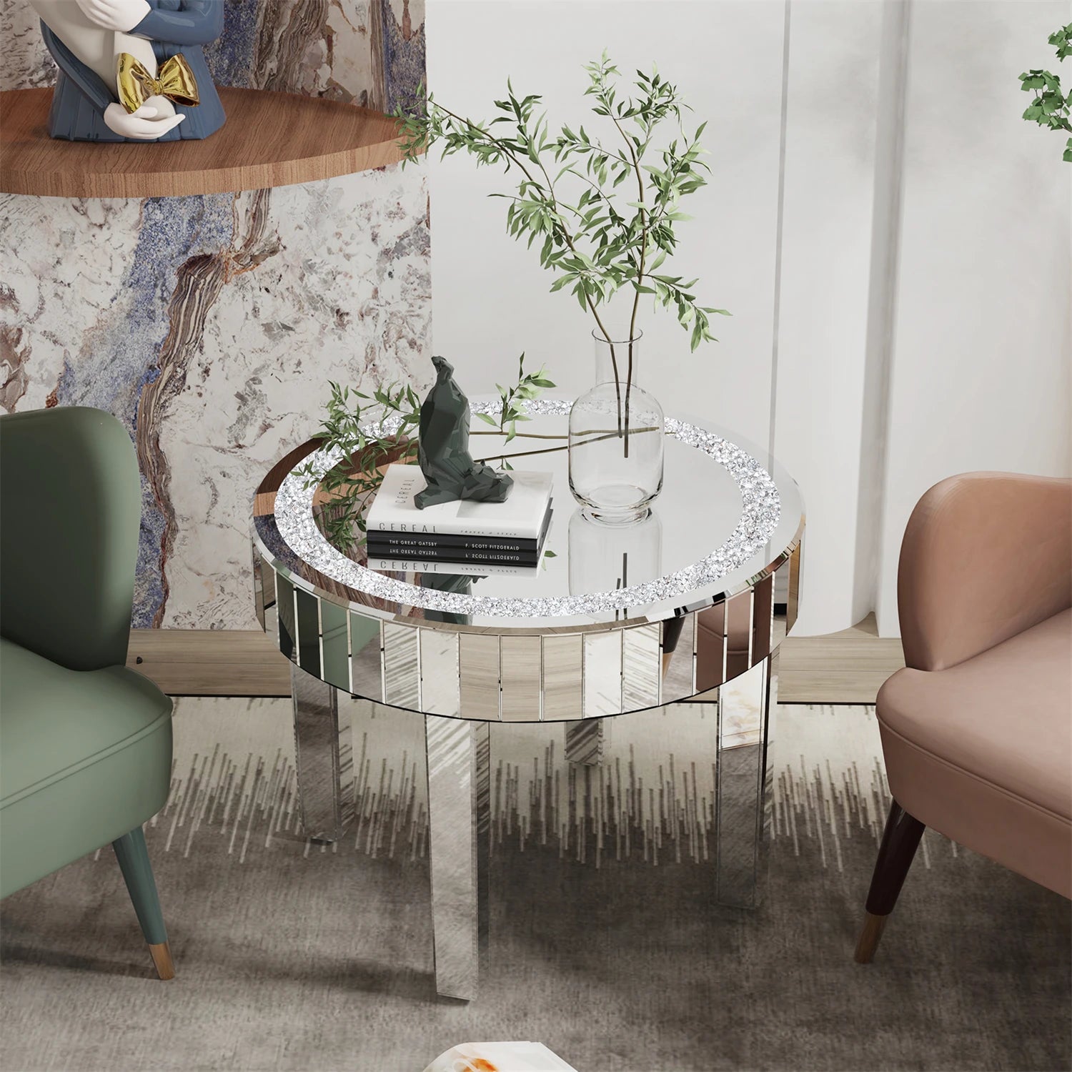 Crushed Crystal Mirror Table