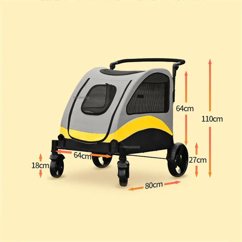 Nordic 4-Wheel Pet Stroller Lightweight Foldable Travel Carrier for Small Dogs and Cats