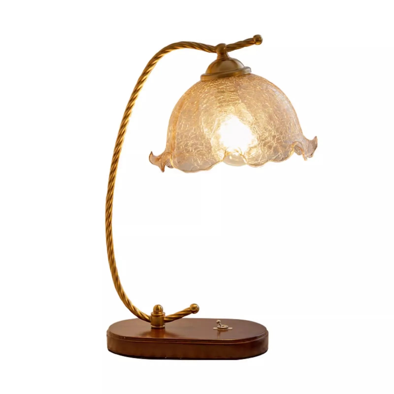 Retro Wood Desk Lamp Vintage-Inspired Design with Warm Ambient Lighting for Home and Office
