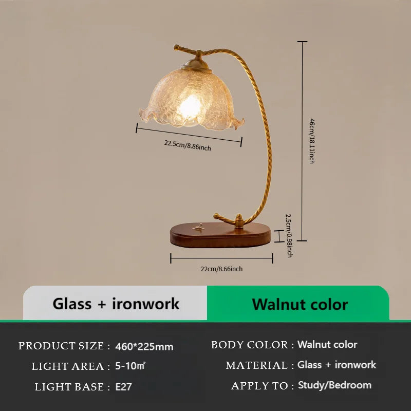 Retro Wood Desk Lamp Vintage-Inspired Design with Warm Ambient Lighting for Home and Office