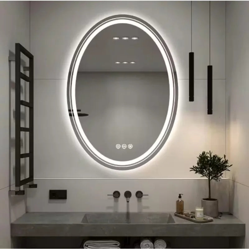 Oval LED Bathroom Mirror Modern Design with Energy-Efficient Lighting and Anti-Fog Feature