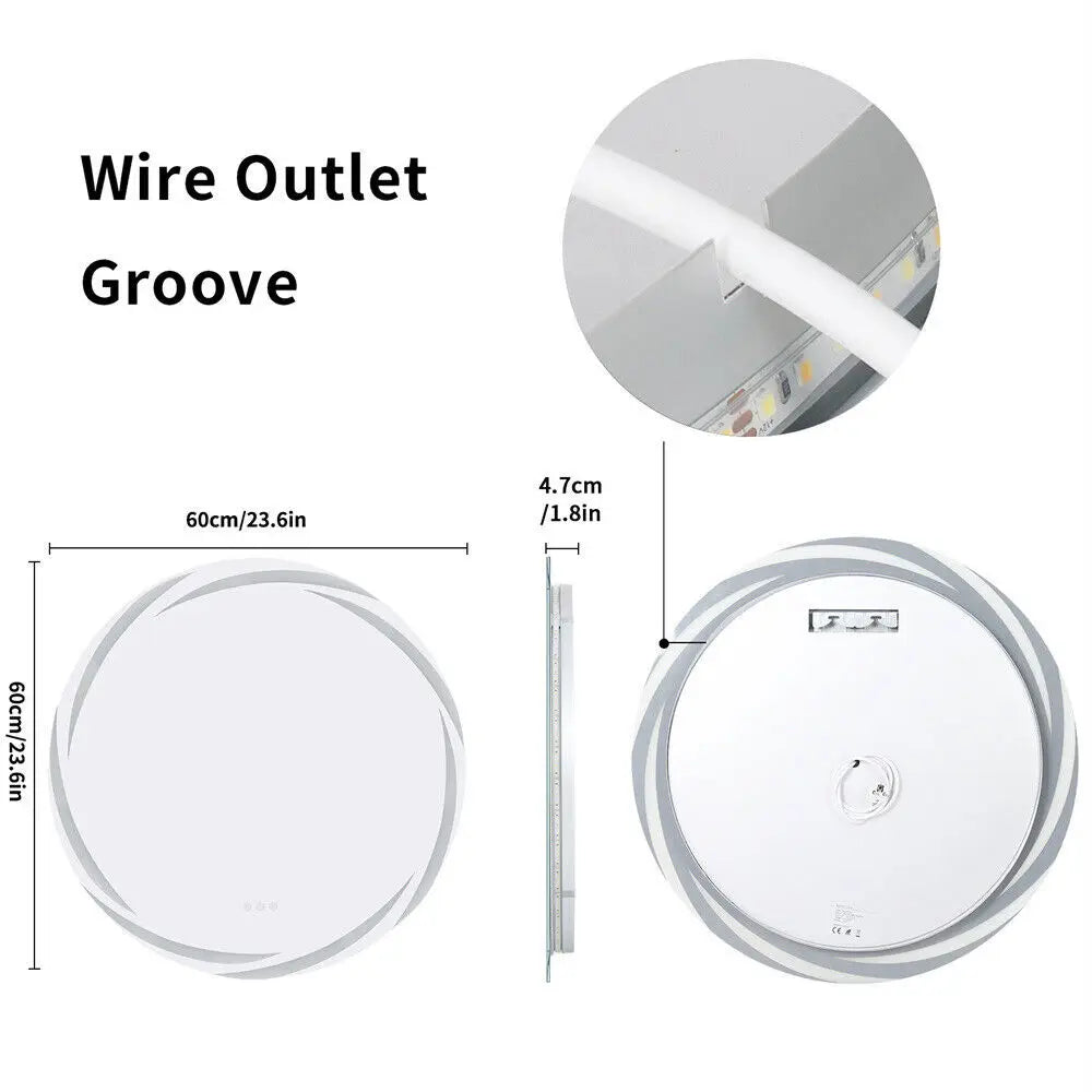 Anti-Fog Vanity Mirror Clear Reflection with Built-In Defogger and Adjustable Brightness