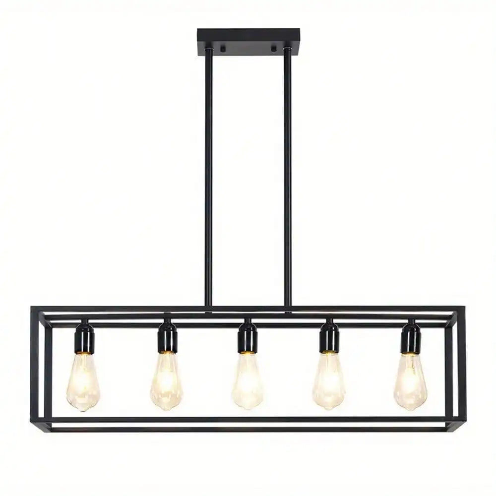 Industrial 5-Light Chandelier Rustic Metal Design with Vintage Edison Bulbs for Bold Ambient Lighting
