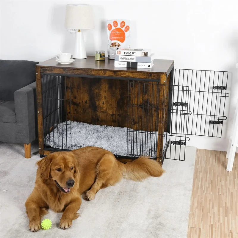 Wooden Pet Crate Table with Stylish Space-Saving Design for Pet Safety and Home Decor