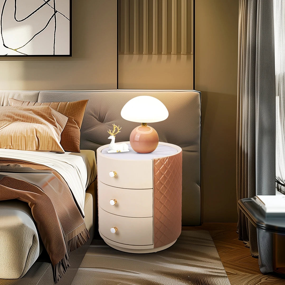 Round Sintered Stone Nightstand
