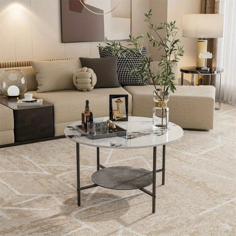 32" Round Marble Coffee Table