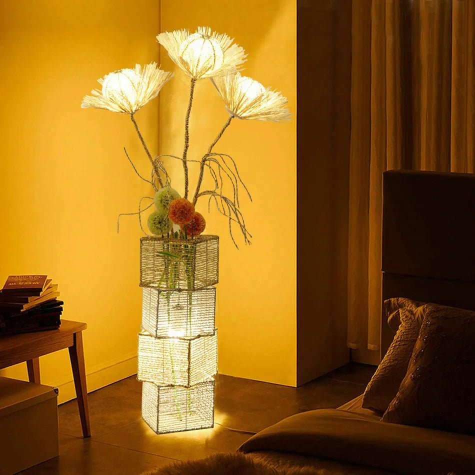 LED Rattan Floor Lamp Stylish Woven Design with Energy-Efficient Lighting for Cozy Ambient Glow