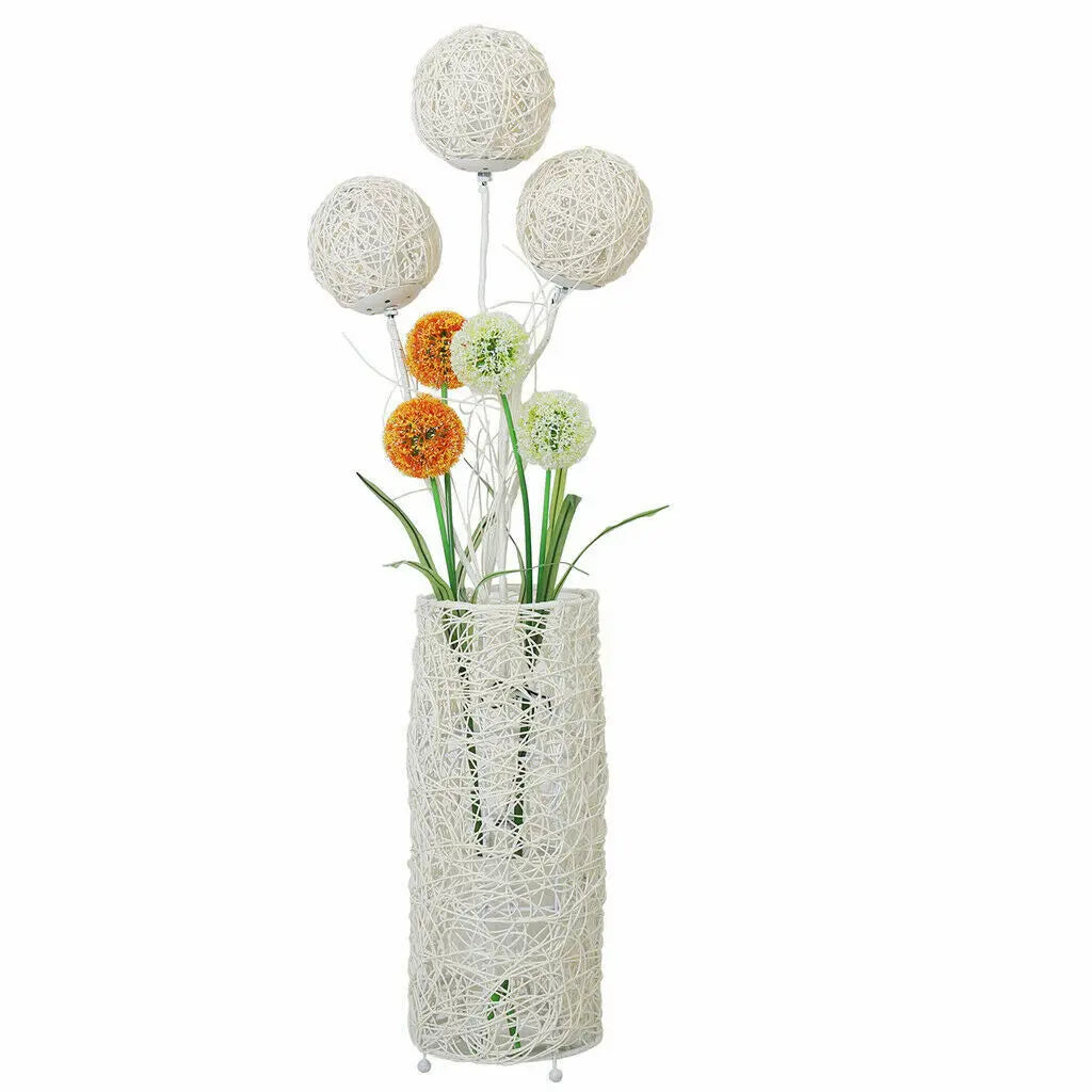 Modern Rattan Floor Lamp Natural Woven Design with Warm Ambient Lighting for Living Rooms