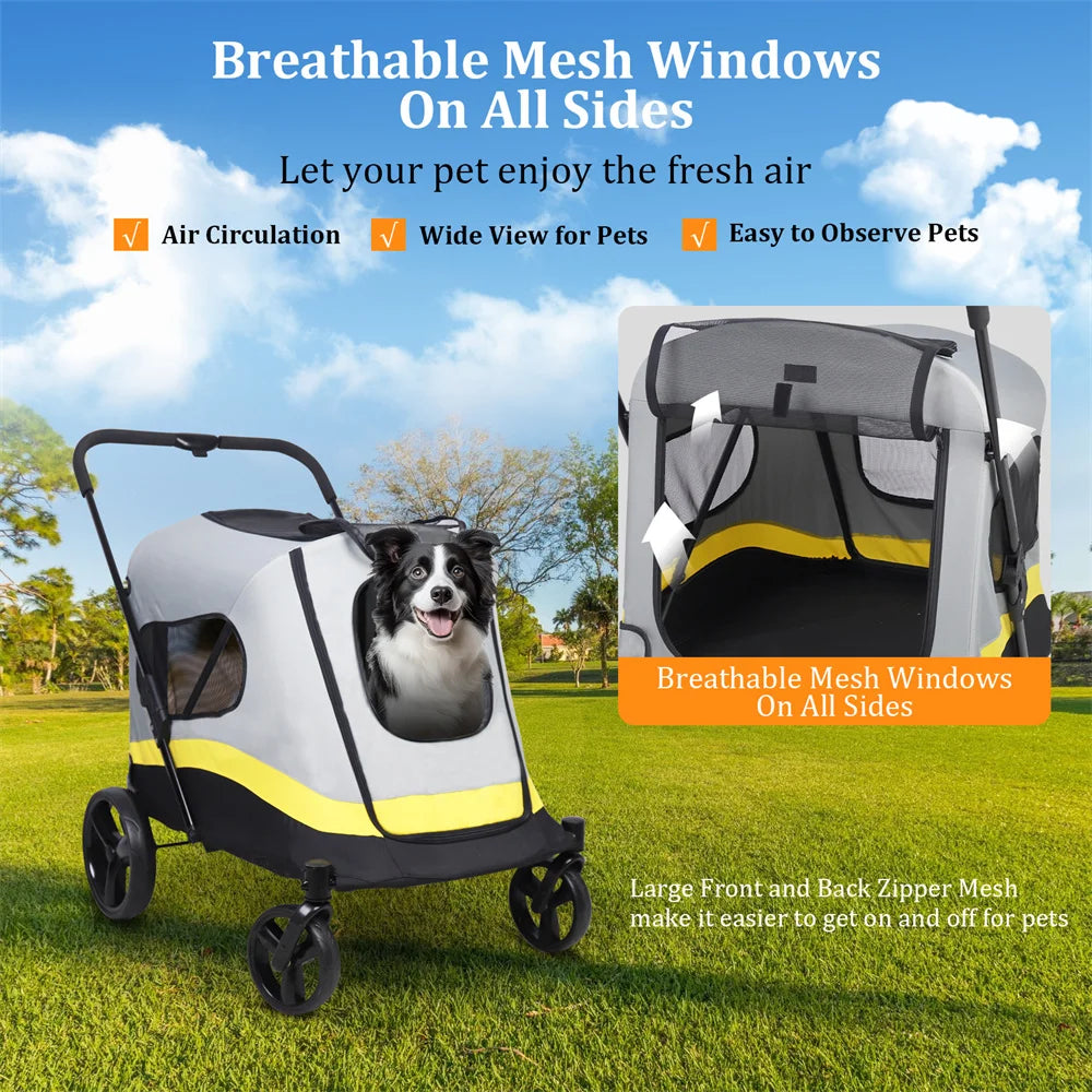 Foldable Dog Stroller Lightweight Portable Travel Carrier with Durable Frame for Small to Medium Dogs