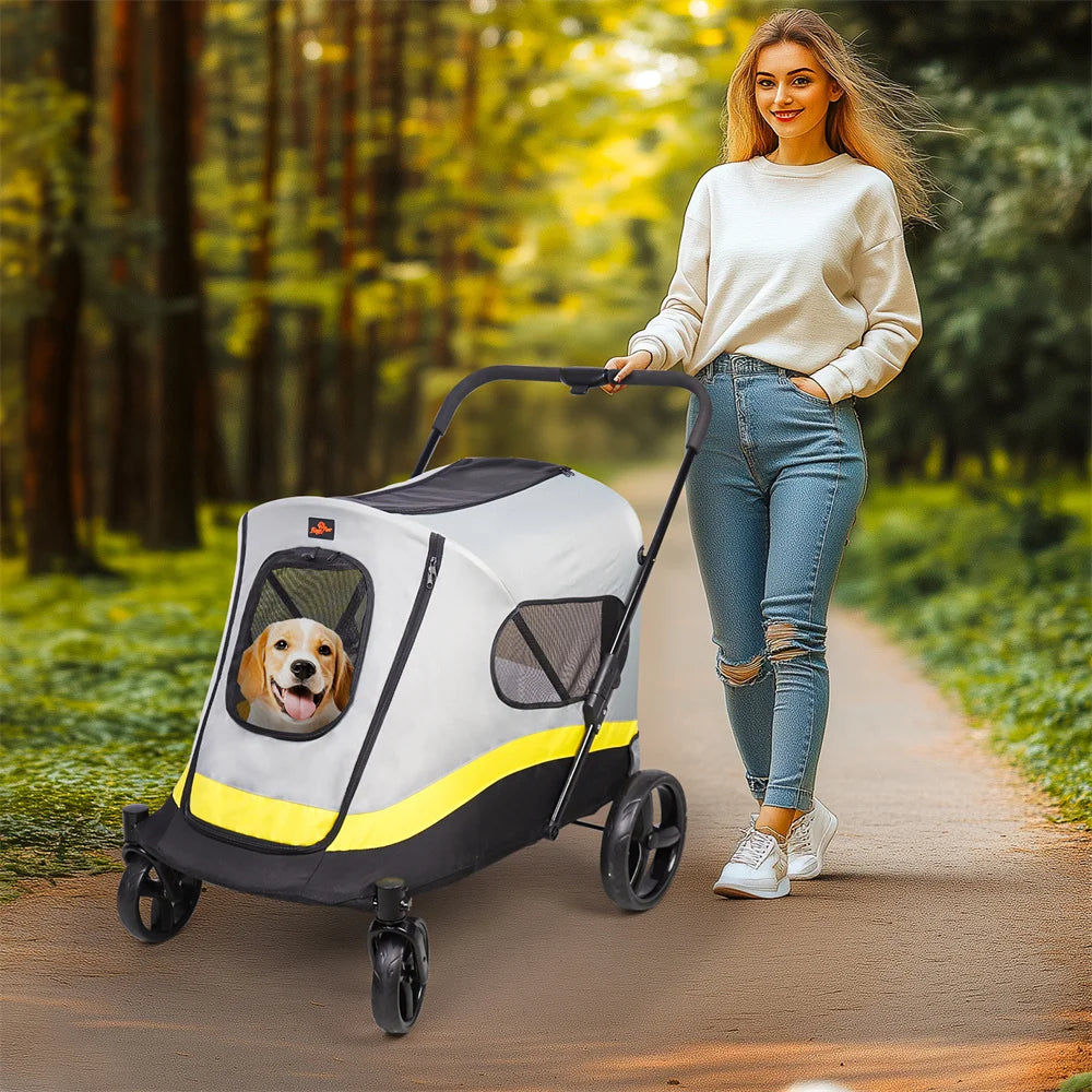 Foldable Dog Stroller Lightweight Portable Travel Carrier with Durable Frame for Small to Medium Dogs