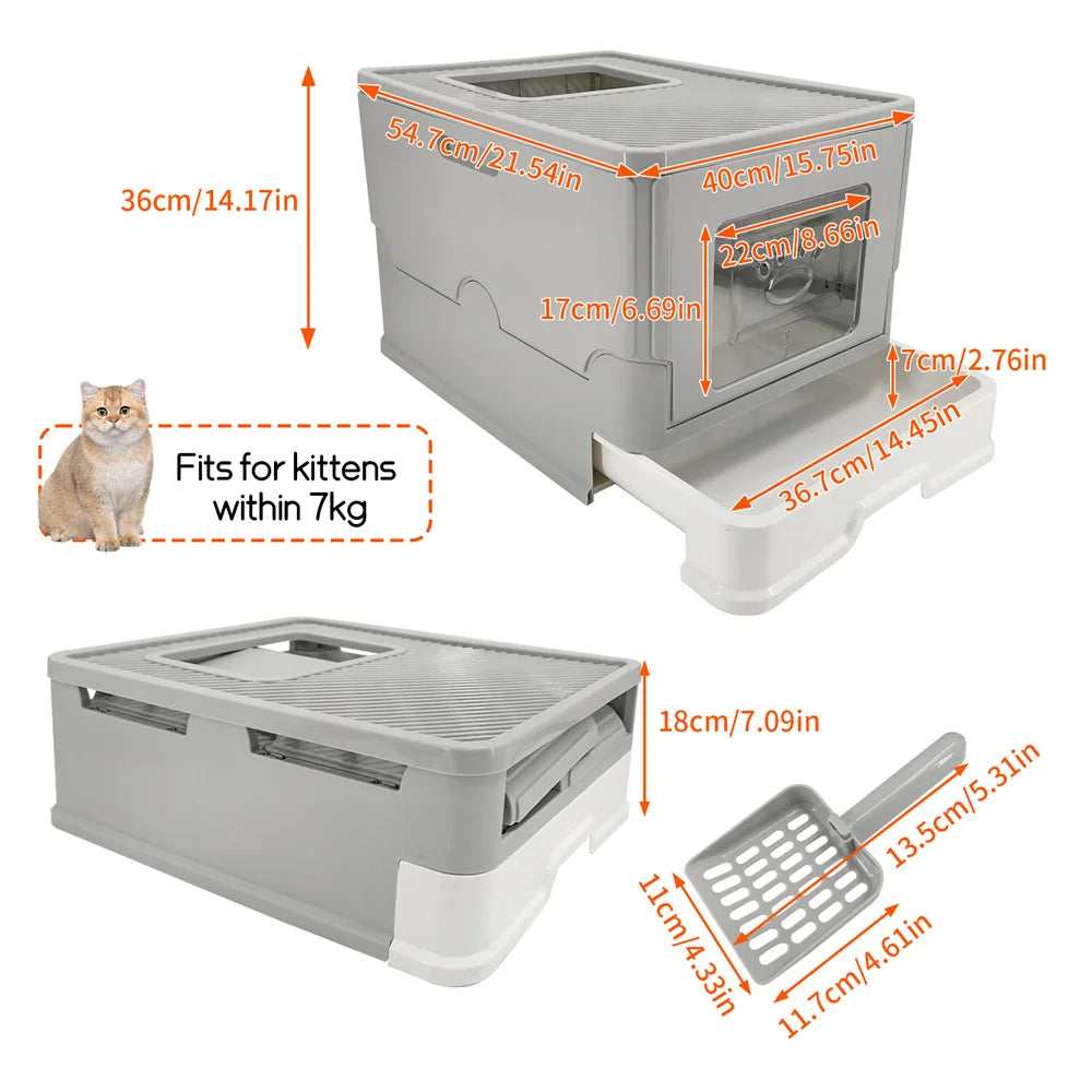Large Enclosed Cat Litter Box Spacious Privacy and Odor Control for Multiple Cats