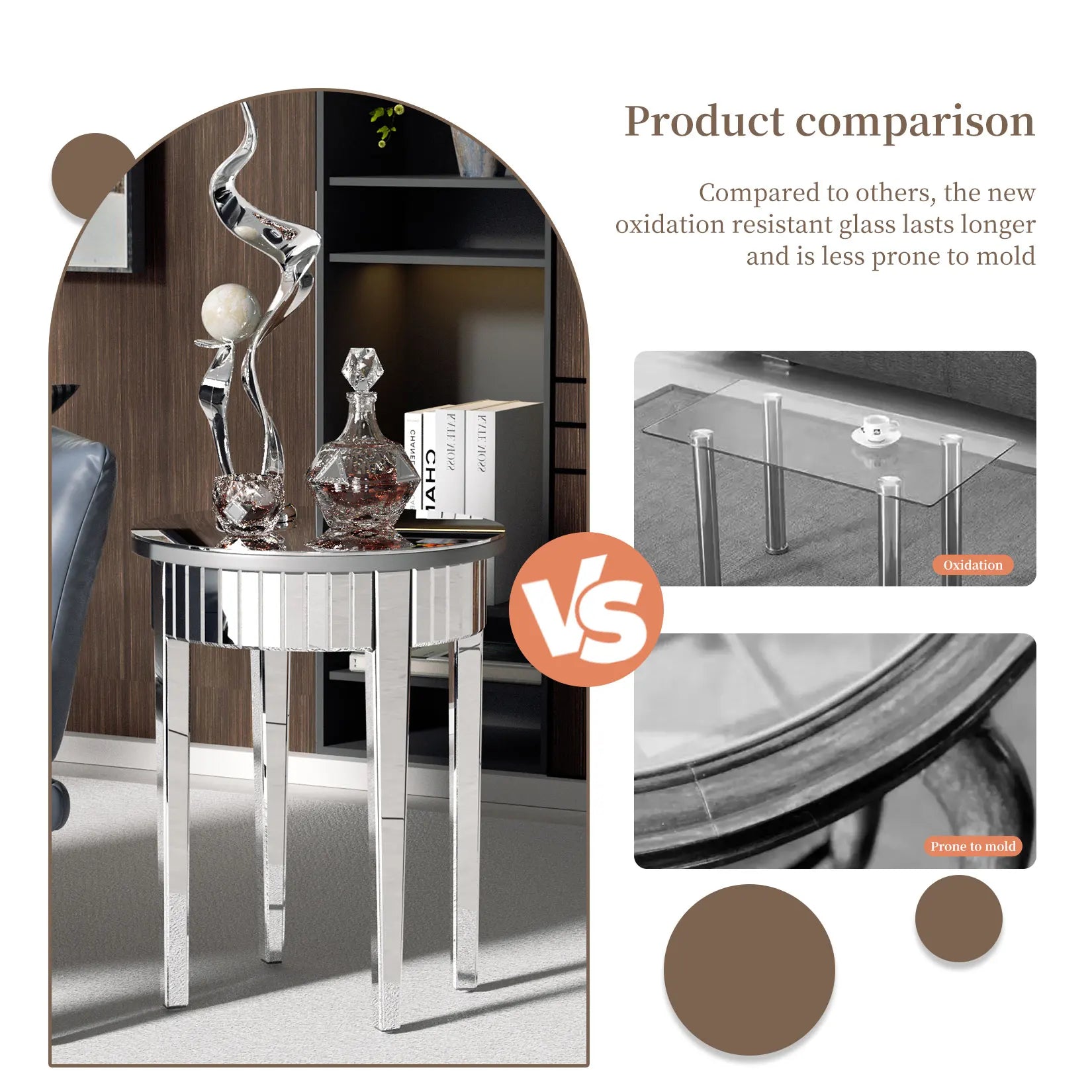 Mirrored Round Side Table