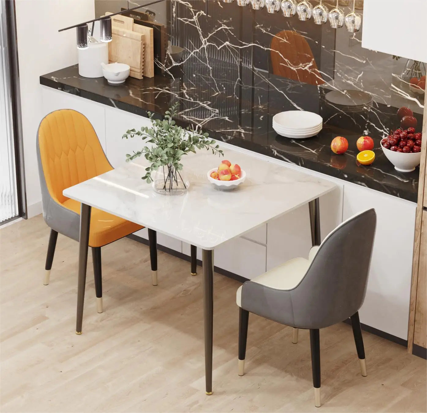 Island Kitchen Dining Table with Minimalist Design and Space-Saving Function for Modern Kitchens and Small Homes
