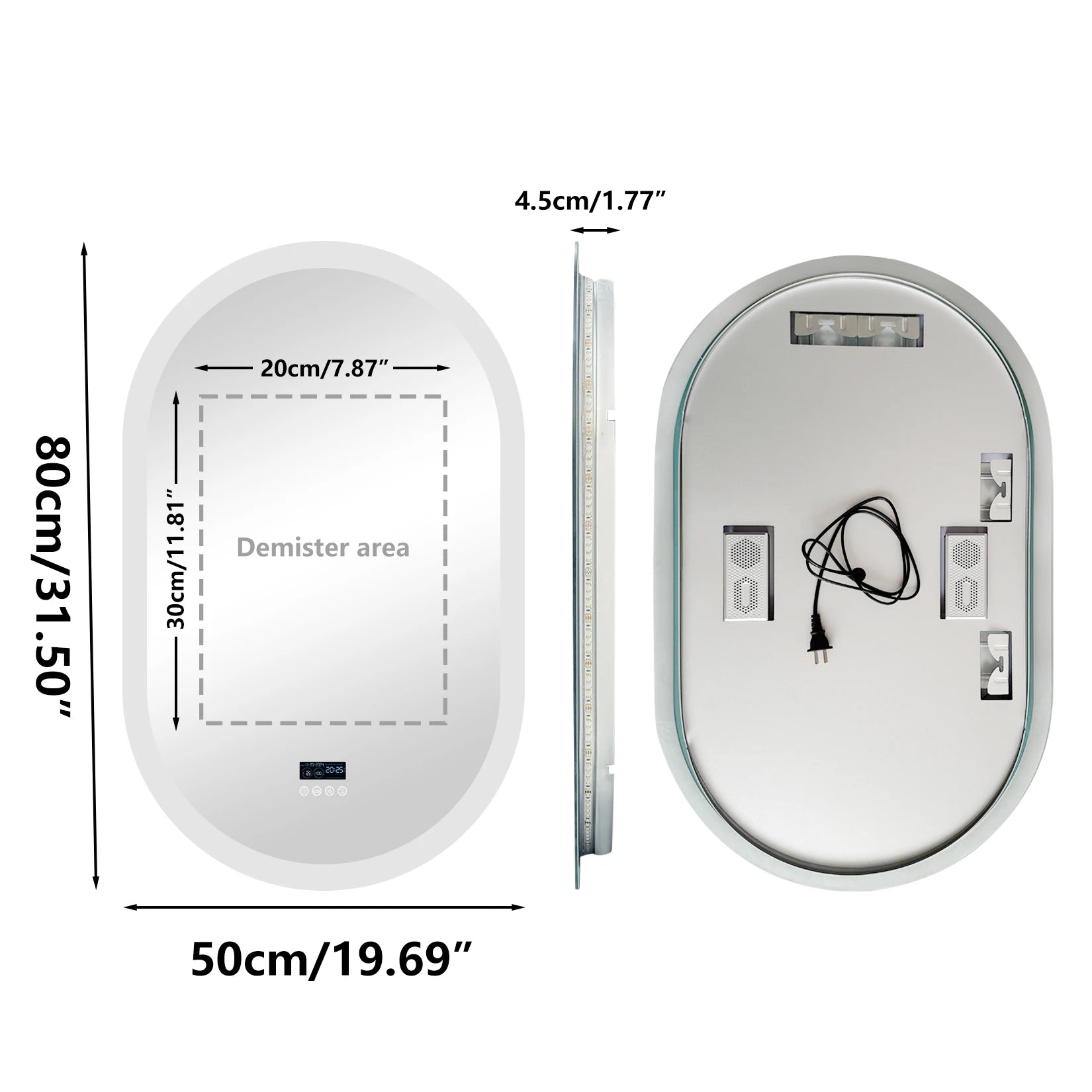Bluetooth Vanity Mirror with Built-In Speakers, Touch Controls, and Adjustable LED Lighting