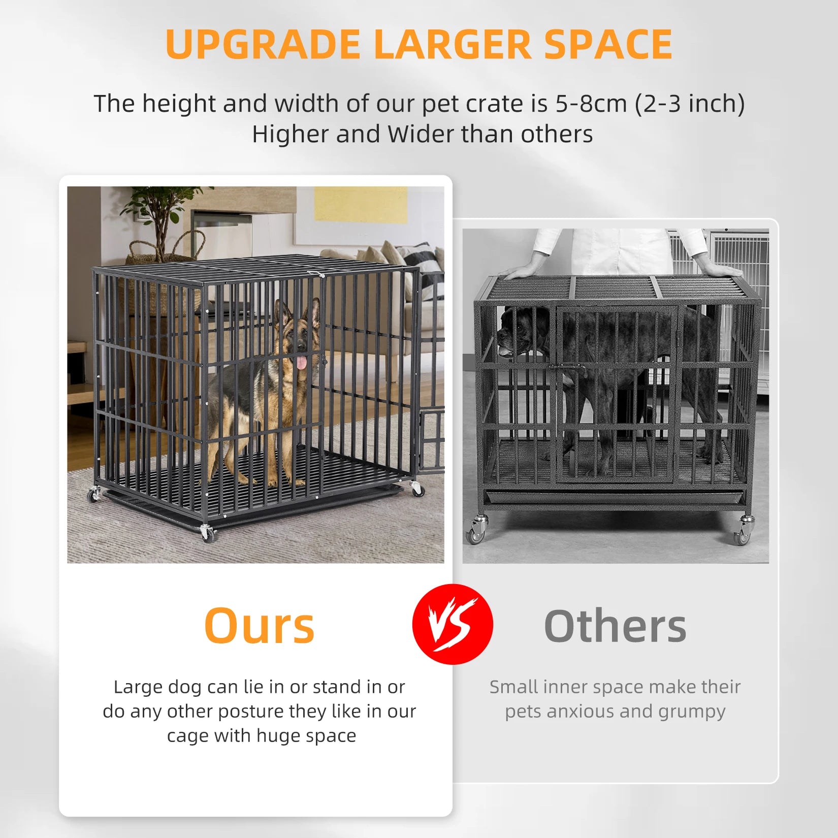 Heavy Duty Dog Crate with Secure Steel Frame and Escape-Proof Design for Large and Strong Dogs