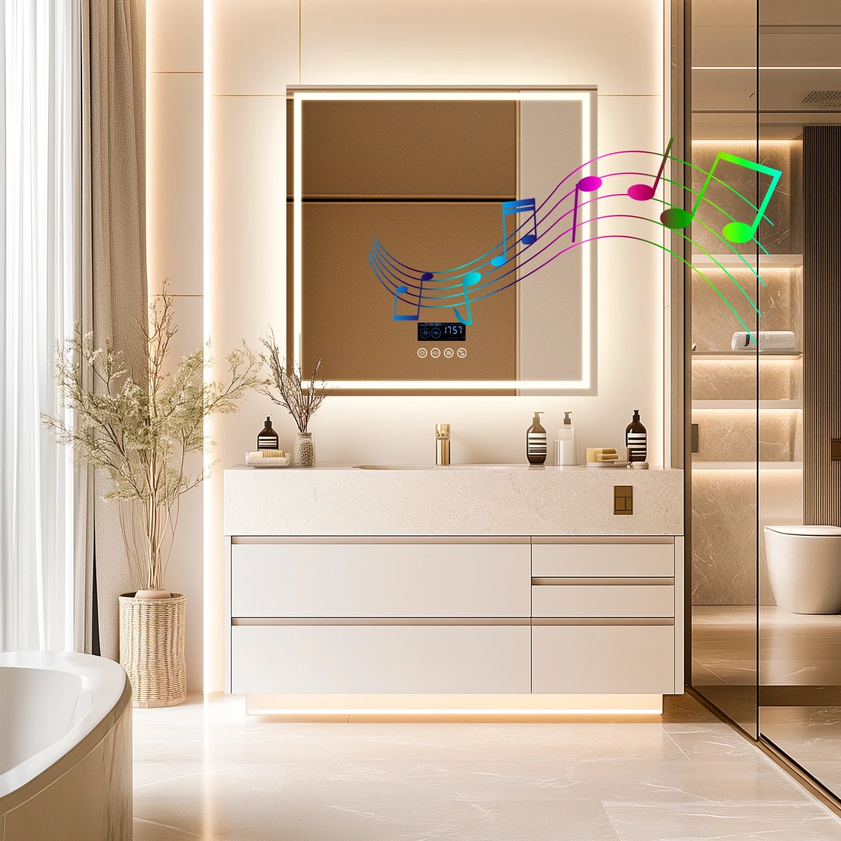 Wisfor LED Bathroom Mirror Modern Design with Bright Energy-Efficient Lighting and Anti-Fog Feature
