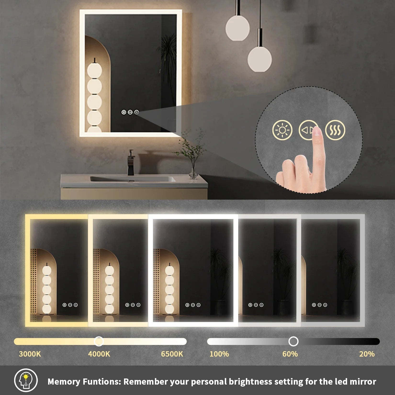 Compact LED Bathroom Mirror Space-Saving Design with Bright Energy-Efficient Lighting