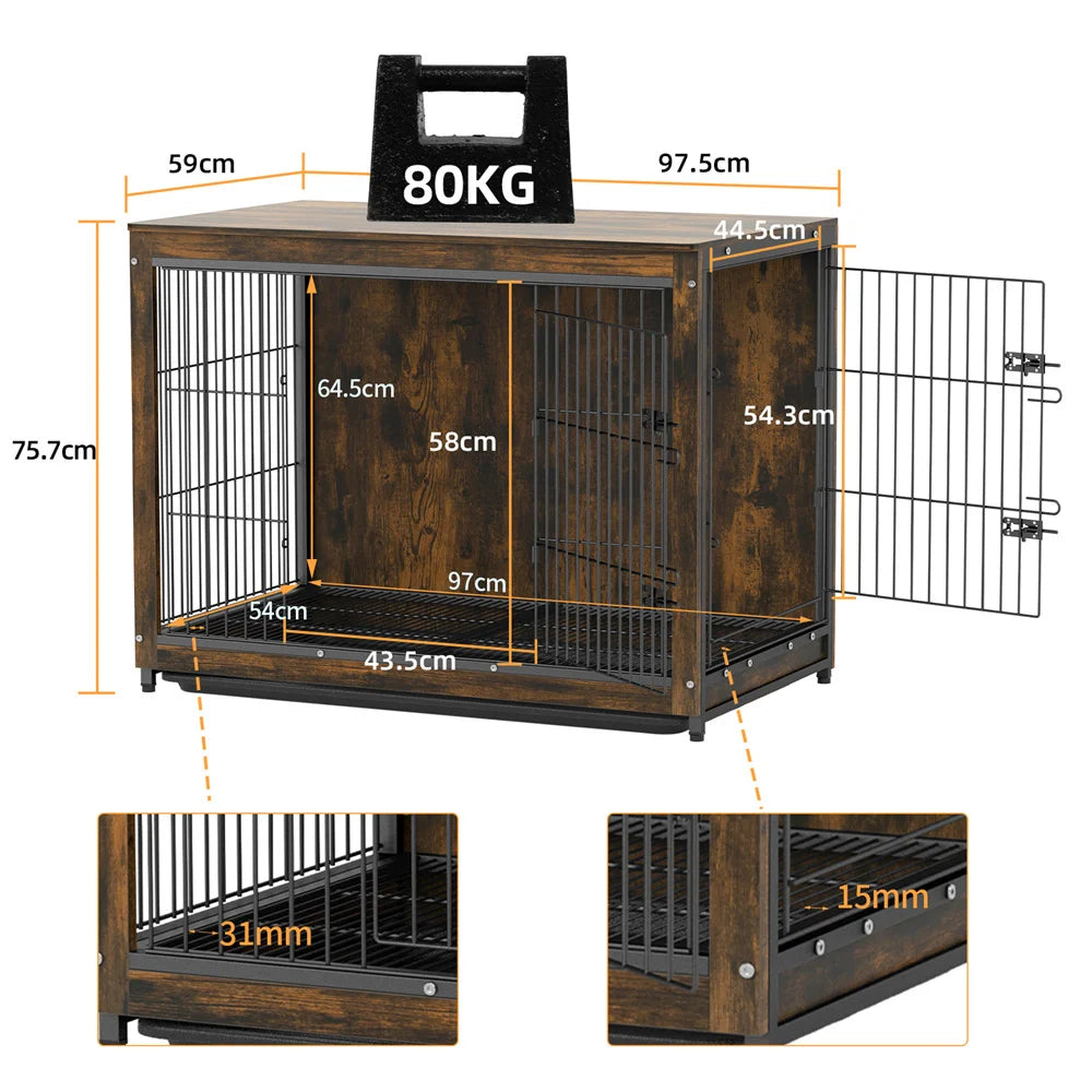 Rustic Wooden Dog Crate