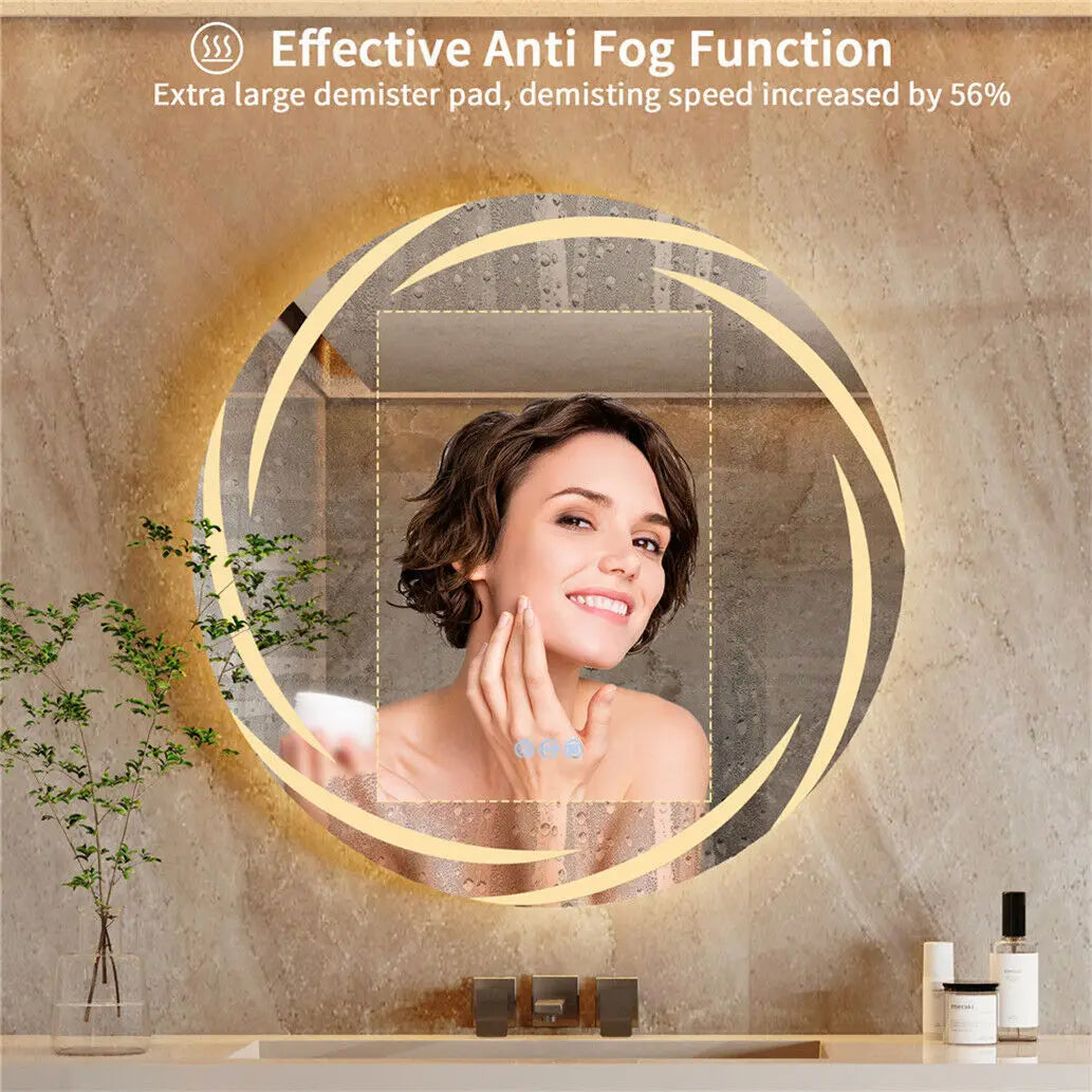 Anti-Fog Vanity Mirror Clear Reflection with Built-In Defogger and Adjustable Brightness