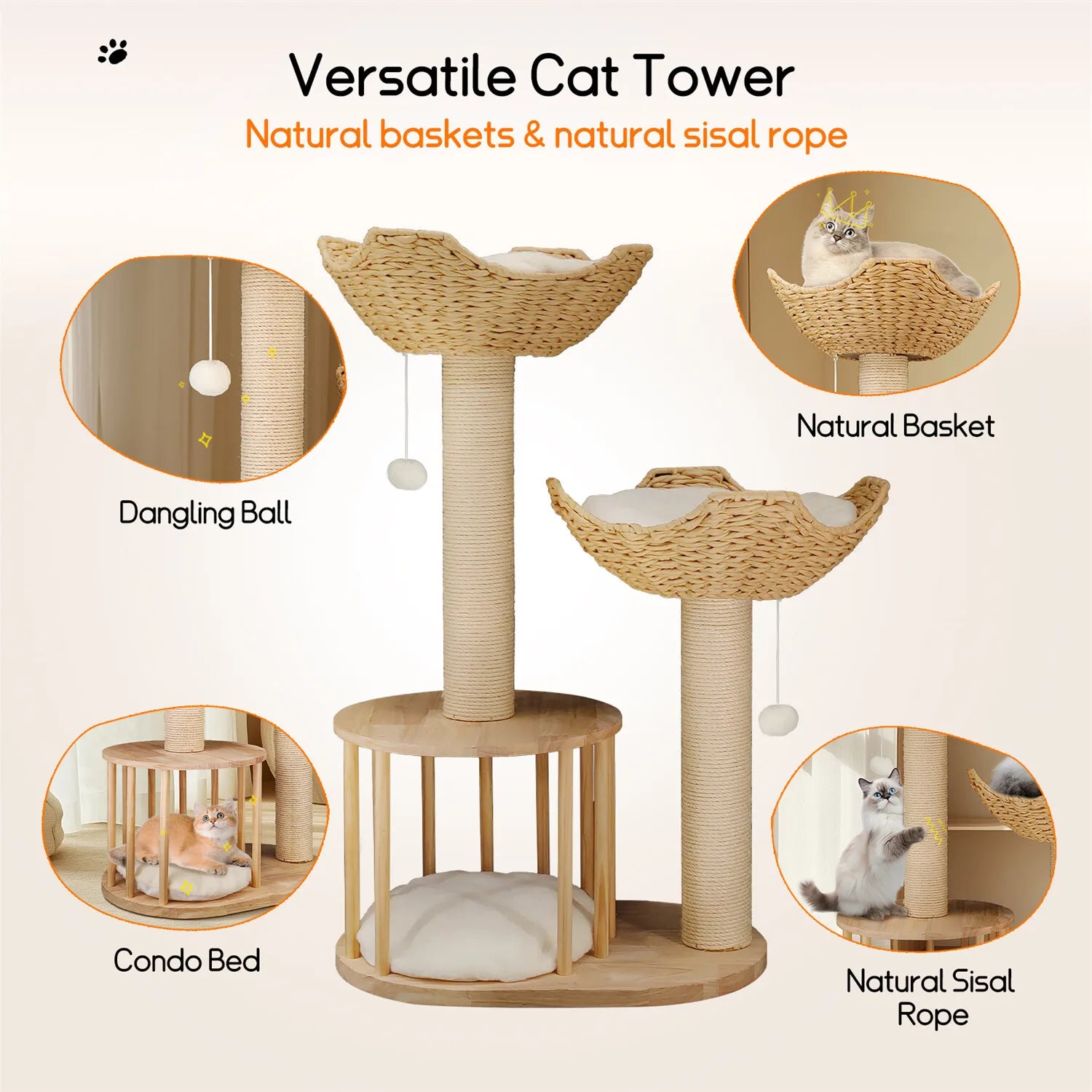 Modern Cat Tree Stylish Multi-Level Climbing Tower with Cozy Perches and Durable Design