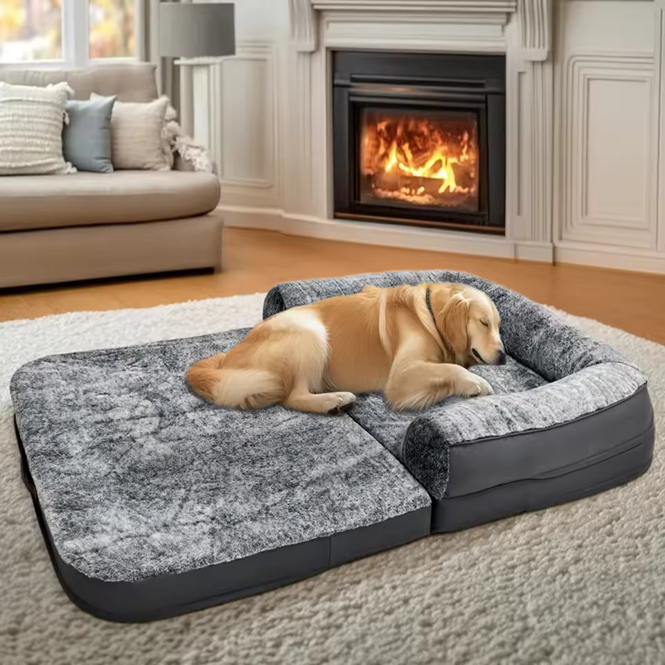 Luxury Plush Human-Style Dog Bed Ultra Soft Cozy Comfort for Dogs, Premium Support and Durable Design