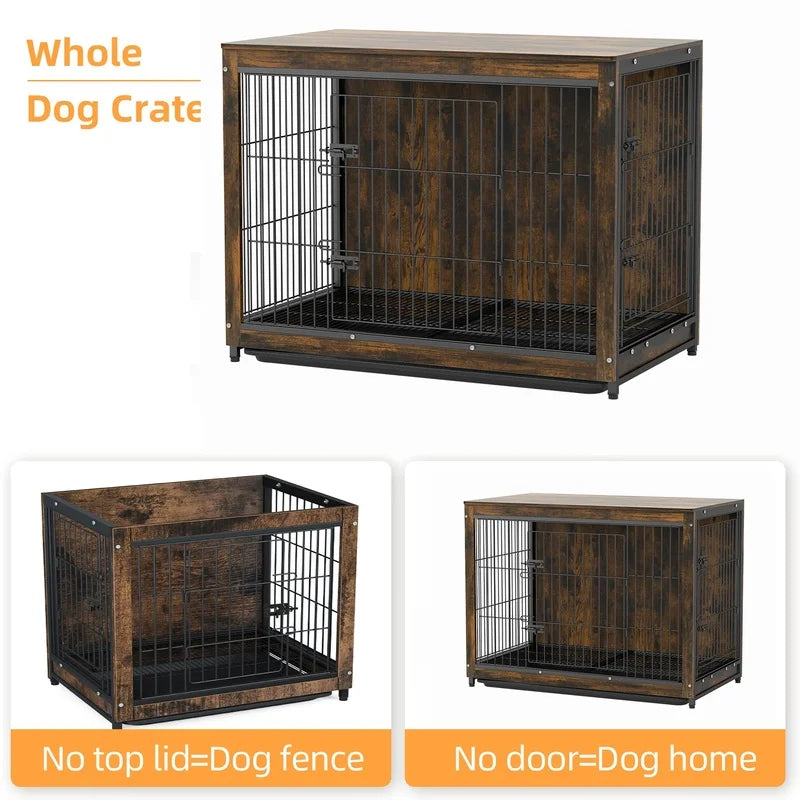 Wooden Pet Crate Table with Stylish Space-Saving Design for Pet Safety and Home Decor