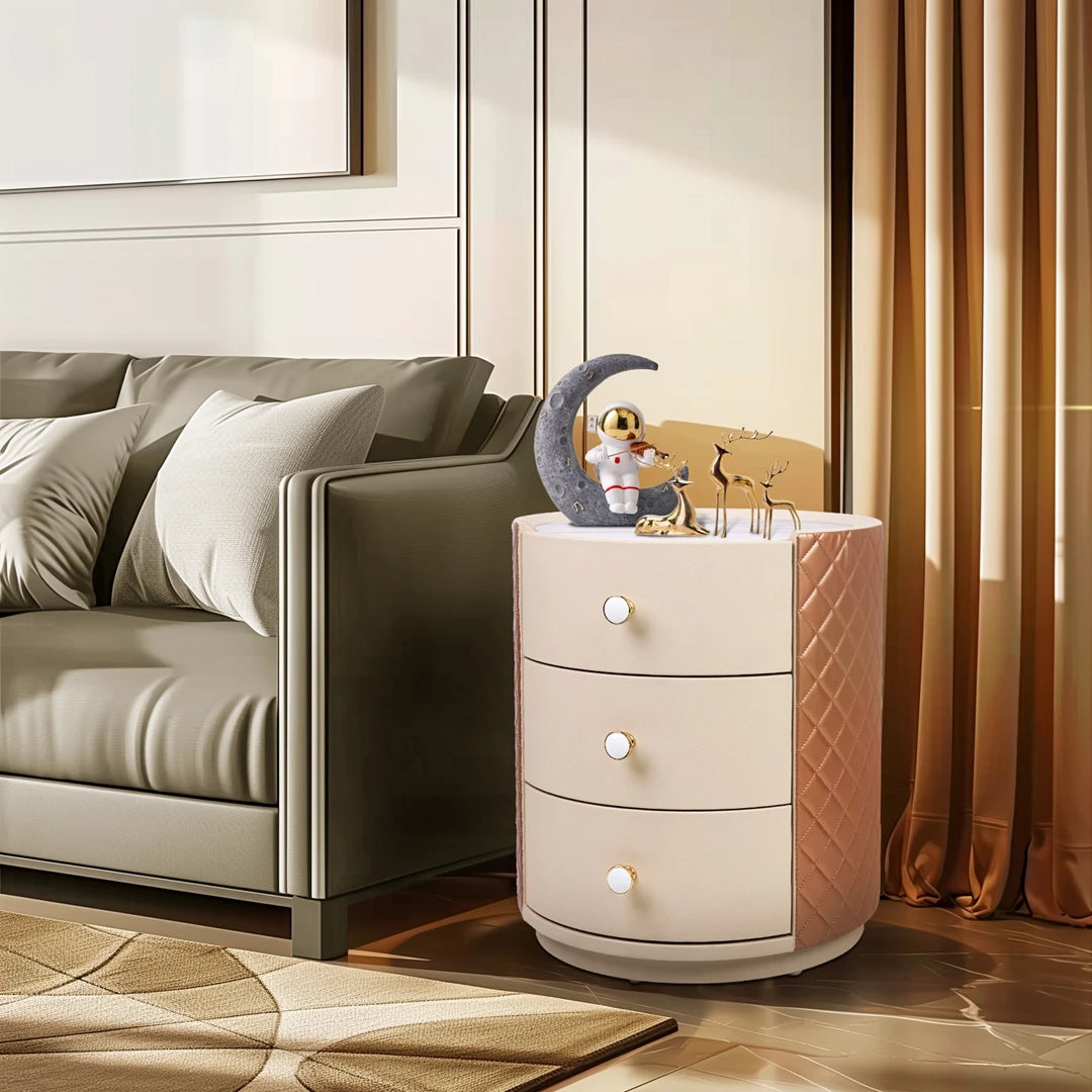 Round Sintered Stone Nightstand
