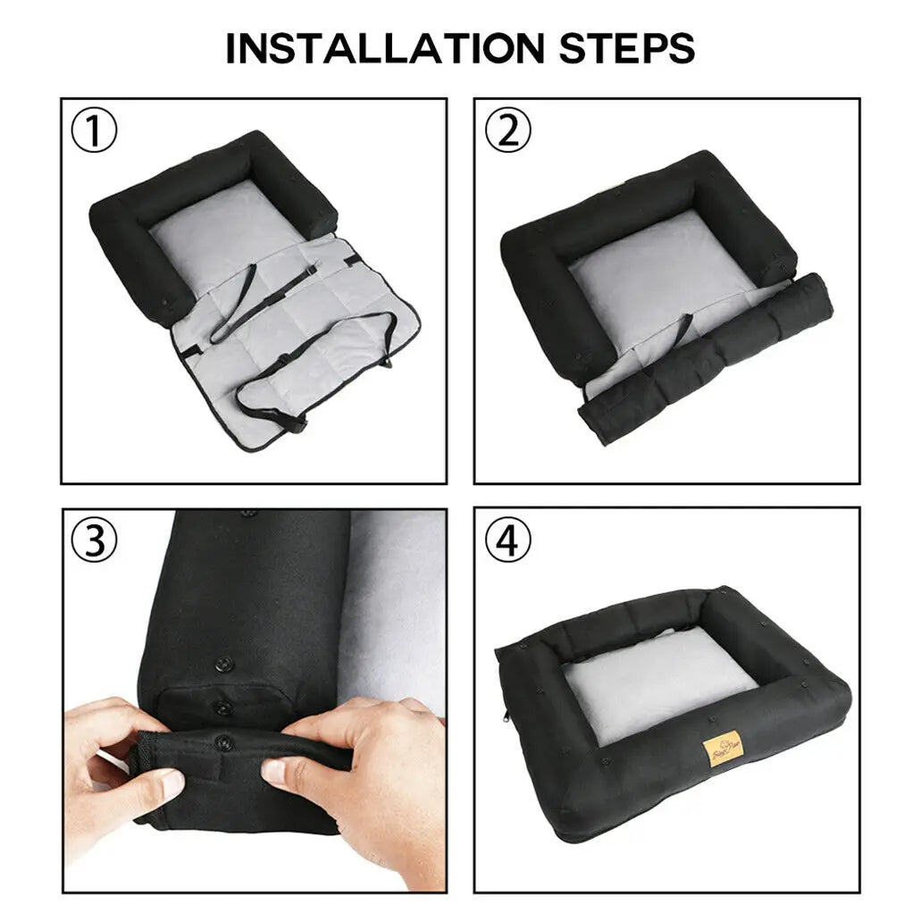 Waterproof Car Seat Bed for Dogs Durable, Cozy Travel Cushion with Non-Slip Backing and Easy Clean Design