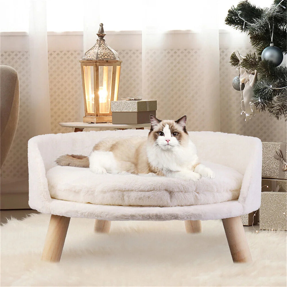 Ultra Soft Pet Sofa Bed Plush Comfort with Supportive Cushion for Small and Medium Pets