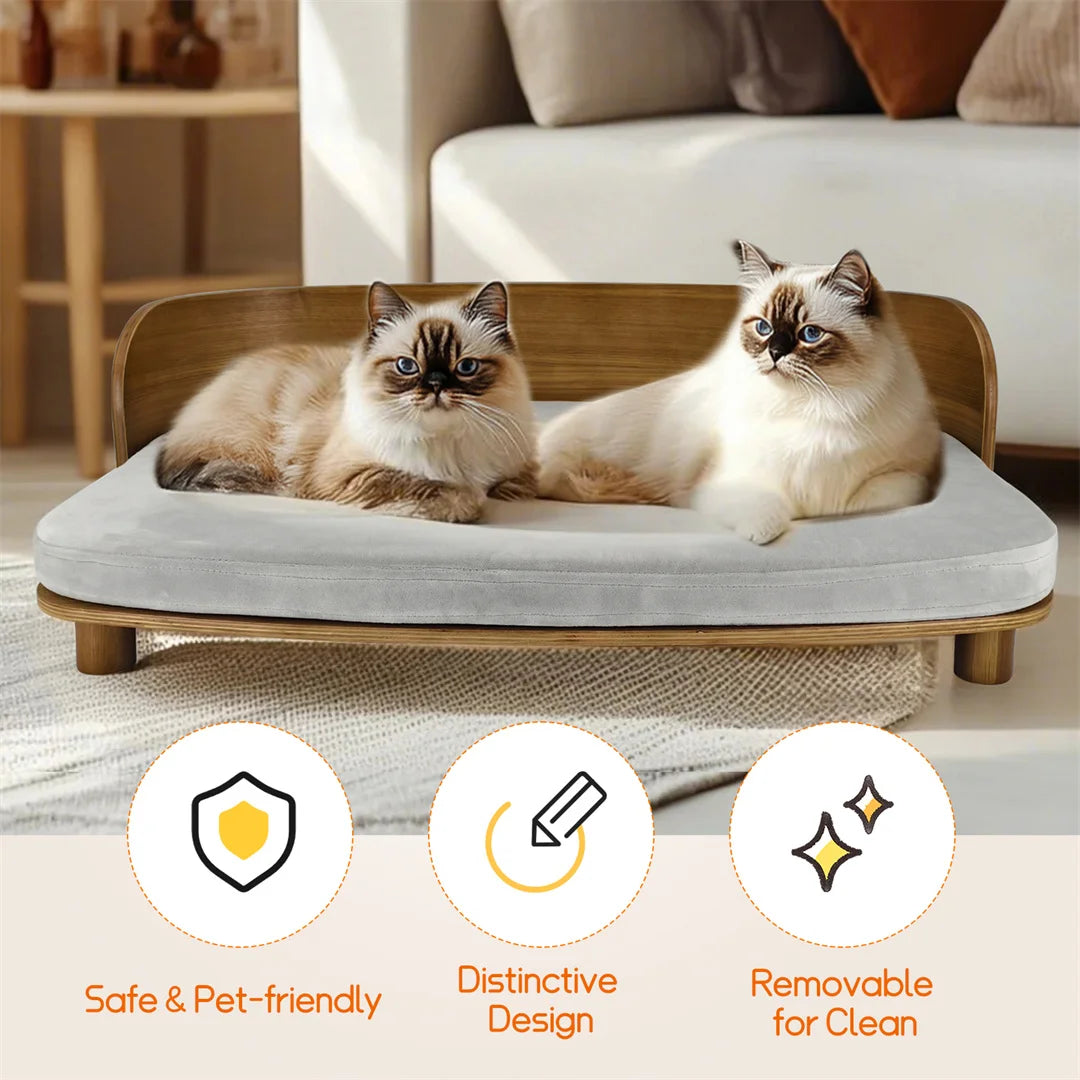 Wooden Elevated Pet Bed Sturdy Frame with Comfortable Raised Design for Indoor and Outdoor Use