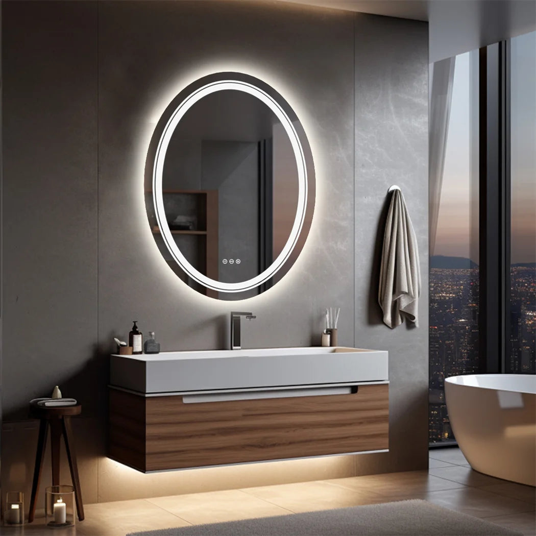 Touch Sensor Makeup Mirror with Adjustable LED Lighting and Anti-Fog Feature for Perfect Reflection