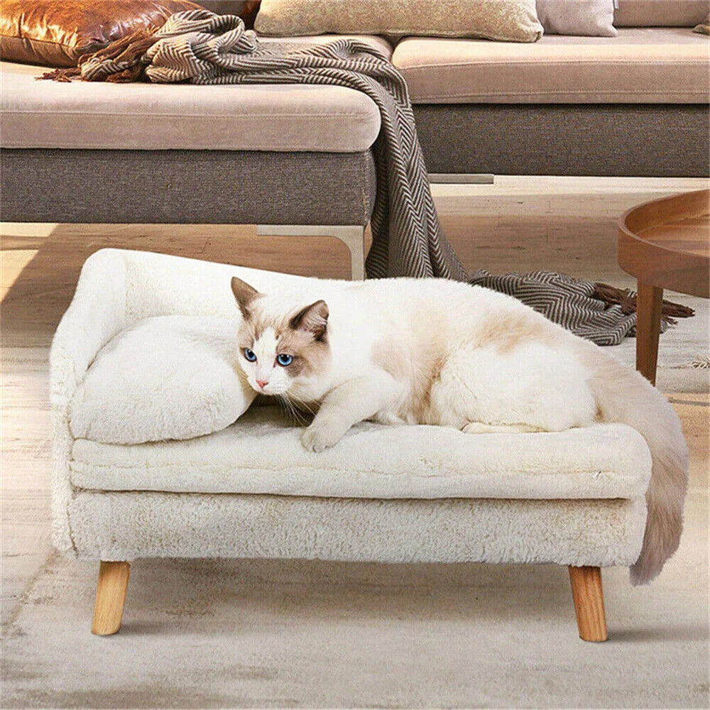 Luxury Dog Sofa Bed Ultra-Soft Plush Upholstery with Supportive Cushion for Ultimate Comfort