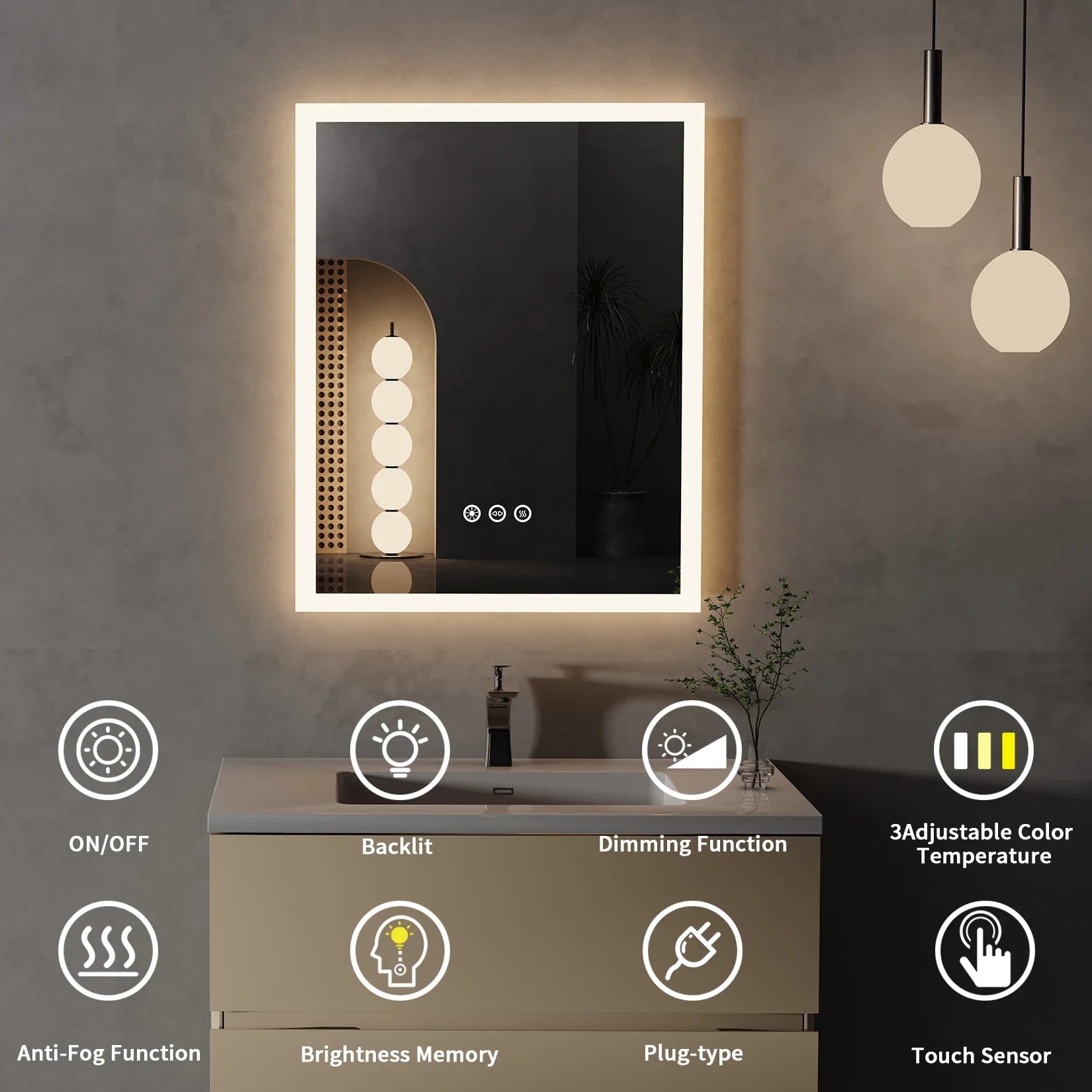 Compact LED Bathroom Mirror Space-Saving Design with Bright Energy-Efficient Lighting