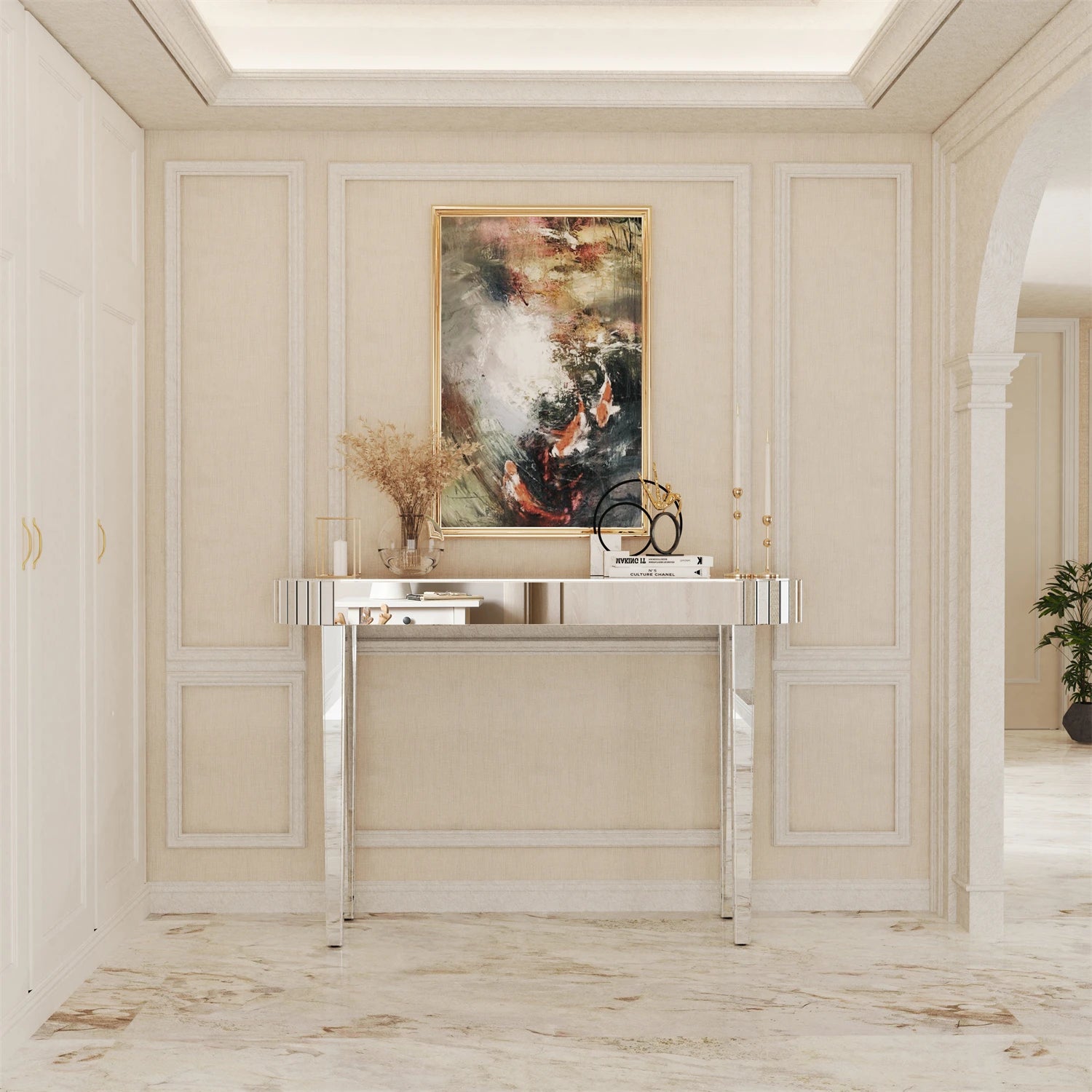 Silver Mirrored Console Table