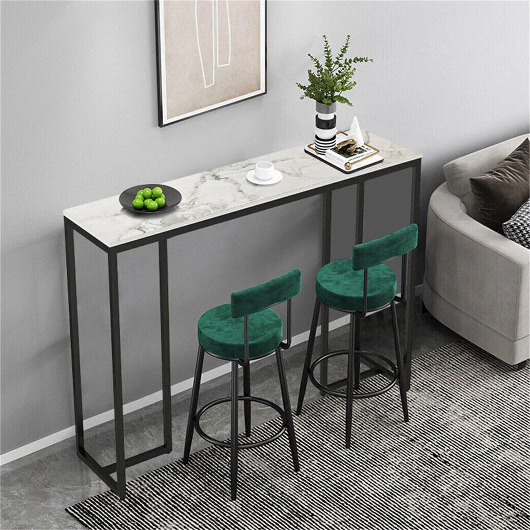 Slim Marble Look Console Table Sleek and Space-Saving Design with Elegant Stone Finish